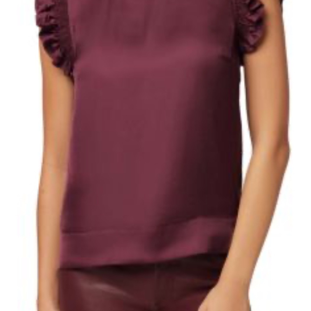 Joe's Jeans Red Ruffled Cap Sleeve satin Blouse